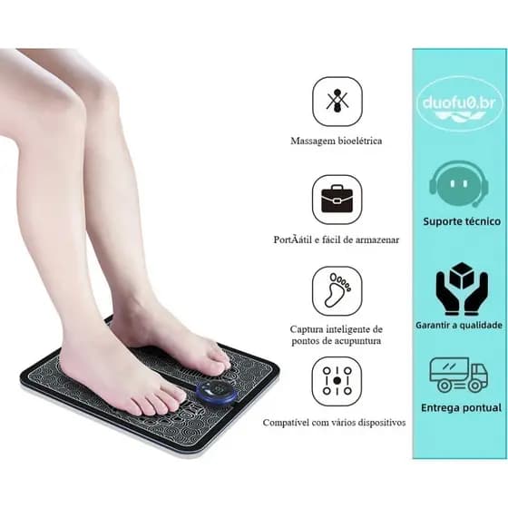 Almofada massageadora elétrica para pés, fisioterapia, saúde muscular, relaxamento, pulso, massageador de pés, carregame