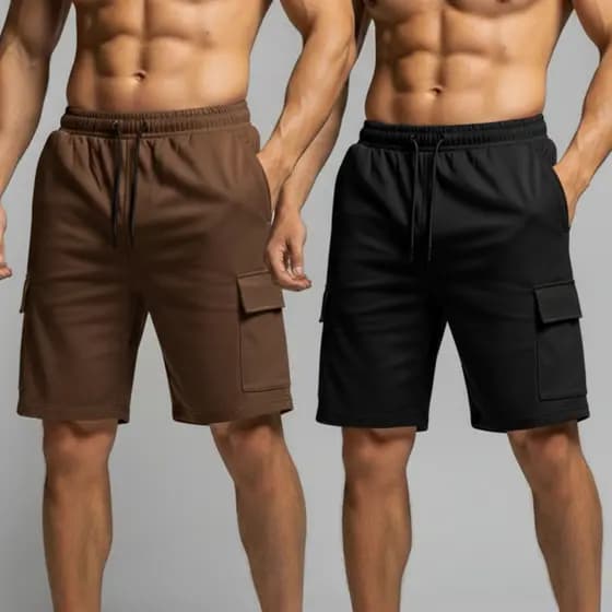 Bermuda Cargo Masculina Com Bolsos Streetwear Tactel e Elastano Casual