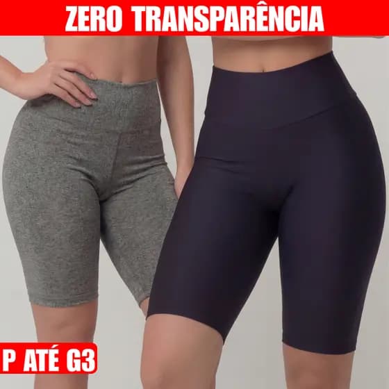 Bermuda Ciclista Feminina Legging Com Cós Alto Para Academia Fitness Plus Size e Zero Transparência