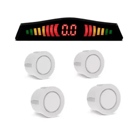 Sensor Estacionamento 4 Sensores Ré 22mm Display Led Cor Branco