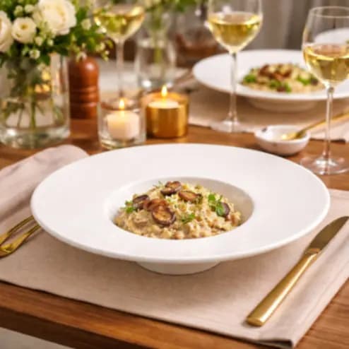 Prato De Risoto Oxford Tipo Chapéu 30,5Cm Em Porcelana Branco Sofisticação E Design Moderno