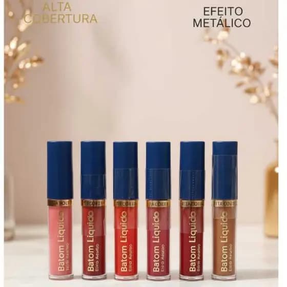 Batom Liquido Efeito Metálico Metalizado Alta Cobertura Longa Duração Efeito Matte - Kyrav