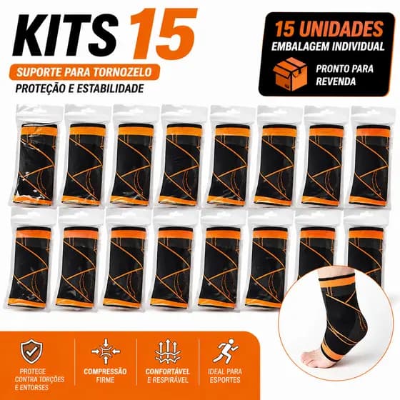 Tornozeleira Esportiva Kit 15 Compressão Futebol Academia Revenda