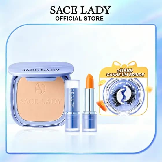 SACE LADY Pó Facial Pérola e Lip Balm 30PA+++ Controlo de Óleo hidratante labial de longa duração Kit de maquiagem