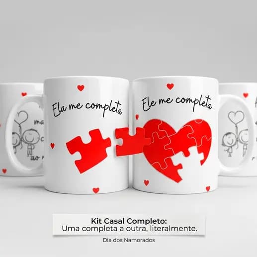 Kit 2 Canecas Porcelana Namorados