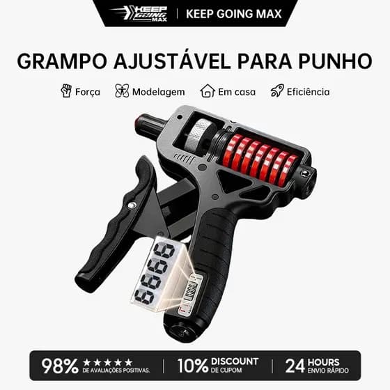 Apertador de Mão Ajustável 5-165KG com Contador Mecânico, Treinador de Preensão com Mola de Aço Reforçado