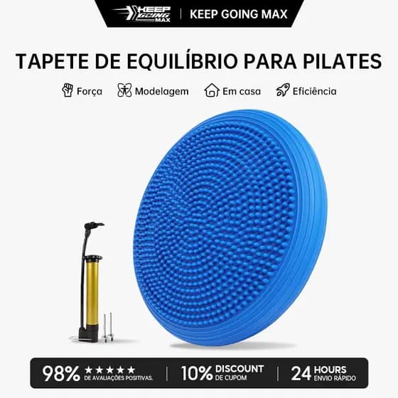 Disco De Equilíbrio Pilates Almofada Inflável Com Bomba De Encher Balance Treino