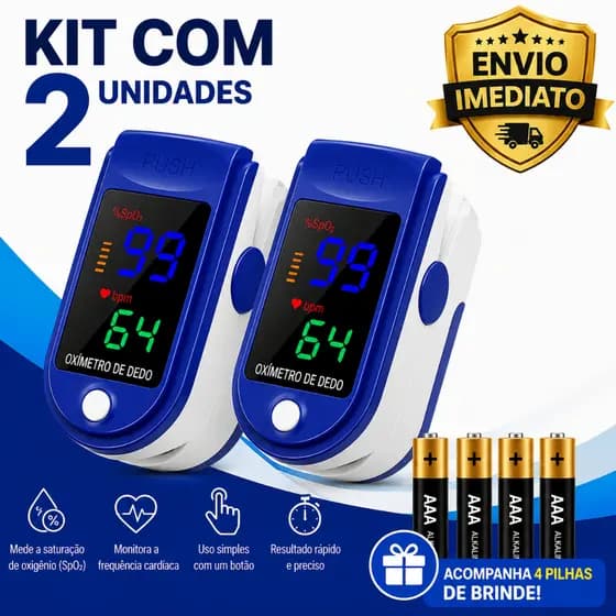 Oxímetro Digital de Dedo LED Portátil Medidor SpO2 Saturação Oxigênio Frequência Cardíaca Monitor de Pulso Profissional