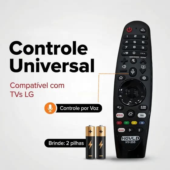 Controle Remoto LG Smart TV Universal Voz Air Mouse Wheel 15m Sem Configuração Atalhos Netflix