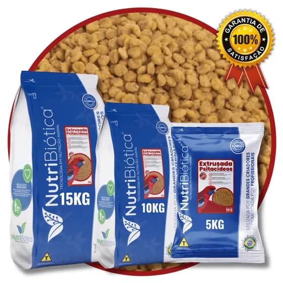 Ração Extrusada Psitacídeos Nutribiótica 15KG 10KG 5KG Criadores
