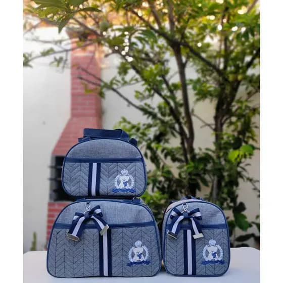 kit de bolsa Maternidade e Mochila Jeans (3 Peças)