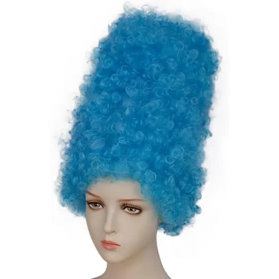 Marge Cosplay Peruca Os Simpsons Curta Azul Encaracolada