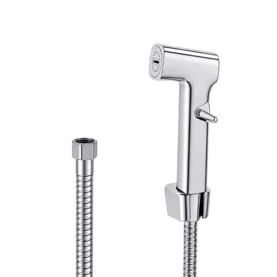 Kit Ducha Higiênica - Gatilho- Suporte e Mangueira Flexível 1,20 M.Cromada- Banheiro e Limpeza