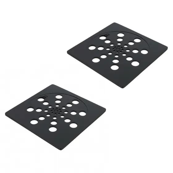 Kit 2 Ralo Grelha Preto 15x15 Quadrado ABS De Engenharia Com Fechamento Abre e Fecha