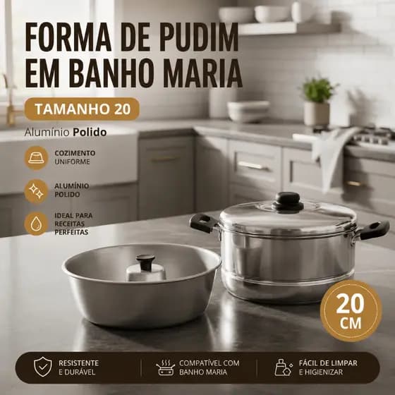 forma pudim pudinzeira banho maria n 20 Aluminio