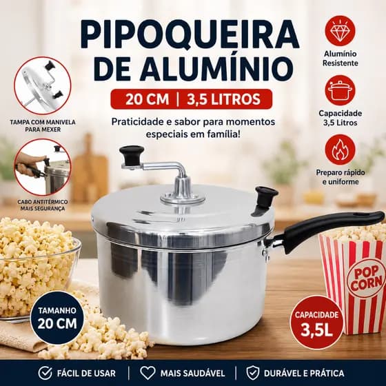 pipoqueira aluminio panela de pipoca n 20