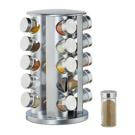 Porta Temperos 20 Potes Giratorio Redondo Inox