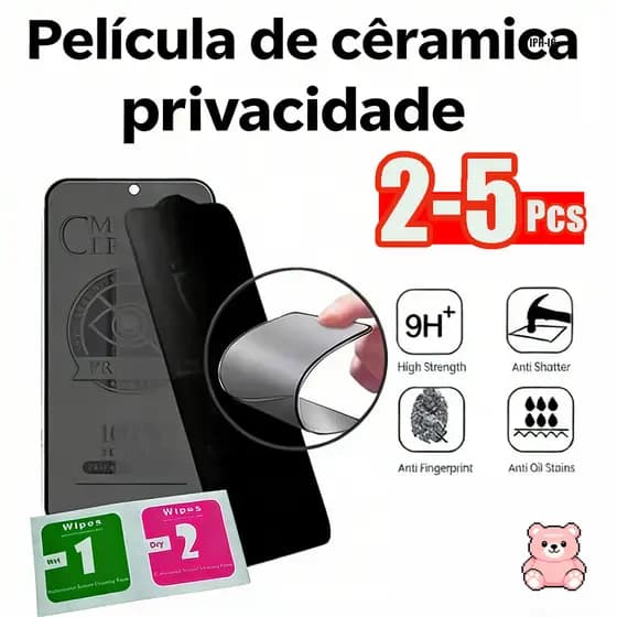 Película Cerâmica Para iPhone 16 16E 15 14 13 12 11 X XS XR 7 8 6 6S SE Pro Max Plus Películas Privacidade Macia 3D