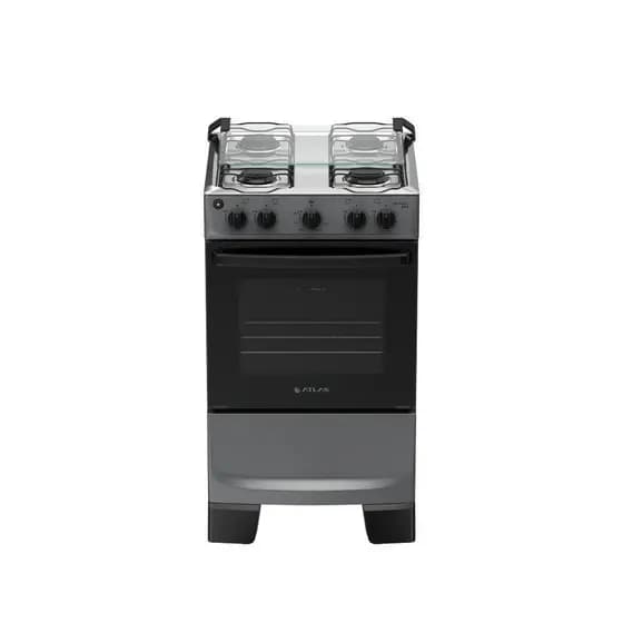 Fogão 4 Bocas Atlas Mônaco Plus Mesa Inox Bivolt Titanium