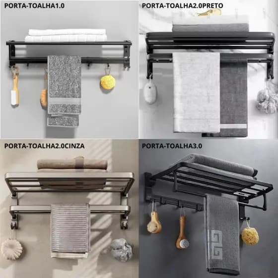 Suporte para Toalha De Banheiro Duplo Aço Inox Premium Retrátil 90° Organizador