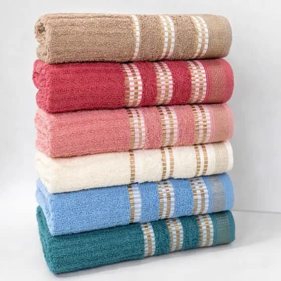 Kit 6 Toalha de Rosto Canelada Premium 100% Algodão 45x65cm Toalha Banheiro Alta Absorção