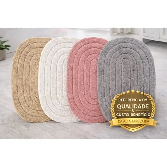 Tapete Oval porta banheiro Liso de Algodão | Confortável, Macio e Elegante para Sala ou Quarto