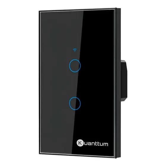 Interruptor Touch 2 Botões Wi-Fi Kuanttum TK1002P Preto