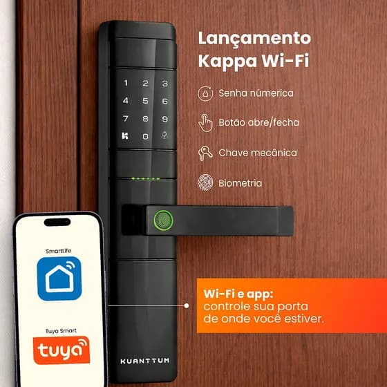 Fechadura Digital Eletronica Biometrica Kuanttum Kappa Wi-Fi Aplicativo TUYA