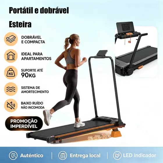 DEEYI Esteira Ergométrica Mini Dobrável 12KM/H - MOTOR 2.0HP SILENCIOSO - 110 220V Home Fitness