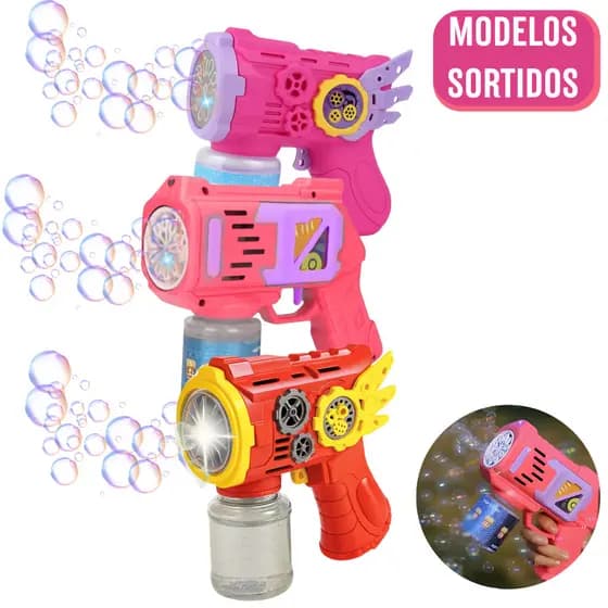 ROSA OU VERMELHA - Modelos Sortidos - Bubble Gun – Pistola de Bolhas Automática