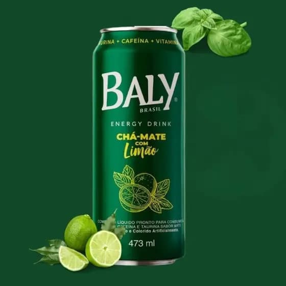 Pack Energético Baly Energy Drink Chá-Mate c/ Limão 473ml