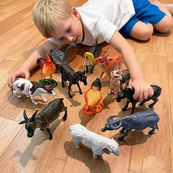 Kit Animais da Fazenda Miniatura Brinquedo Infantil Educativo Safari Zoológico