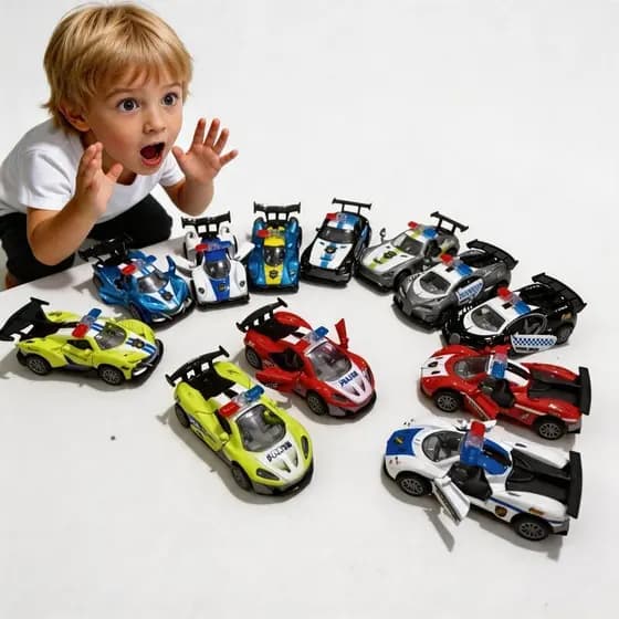 Kit Carro de Polícia Infantil de Fricção 2 ou 4 Unidades Carrinho Esportivo de Corrida
