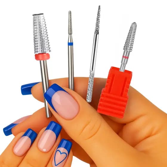 Kit Profissional 4 Brocas para acabamento do gel Conica para curvatura 718 para cuticulas 2 pontas para curvatura quite