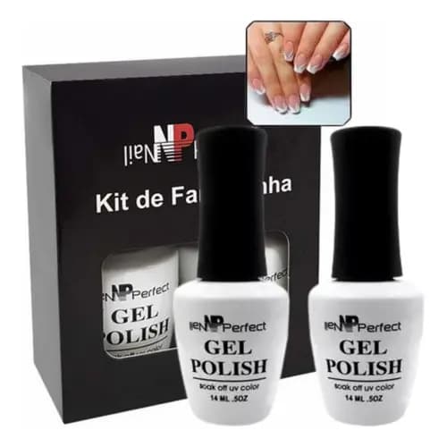 Esmalte Em Gel Kit Francesinha Seca Cabine Branco e Renda