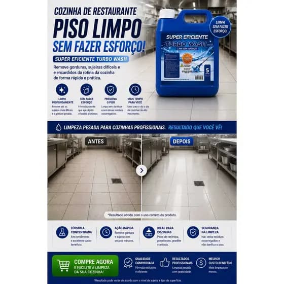 Limpa Piso Antiderrapante Turbo Wash 5l Renova Remove Encardido