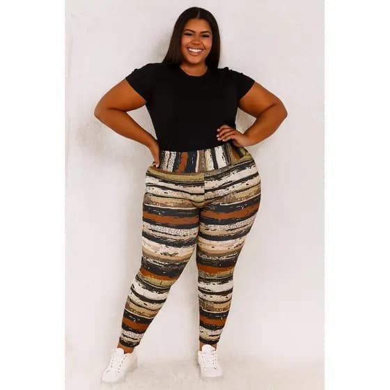 Legging Plus Size Estampada Cintura Alta Fitness