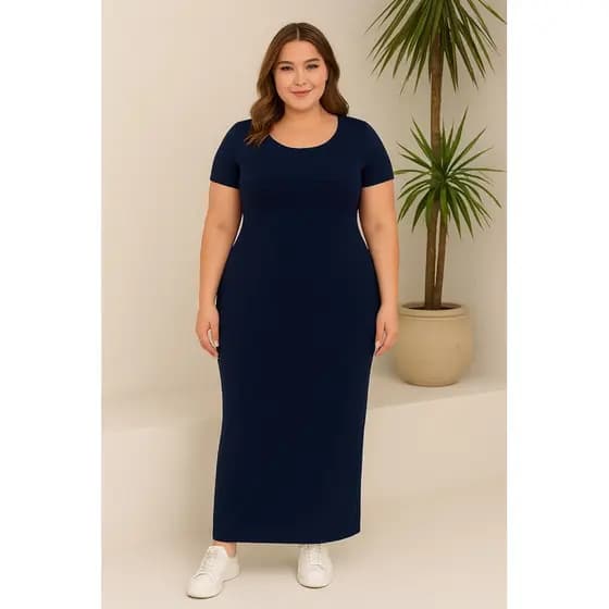 Vestido Mídi Tecido Ana Ruga Plus Size