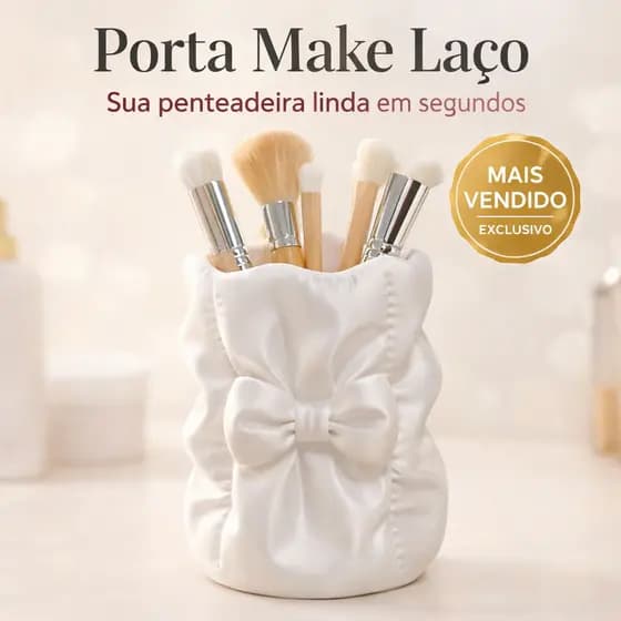 Porta Pincéis de Maquiagem e canetas Laço Elegante | Organizador Decorativo para Quarto e Escritório