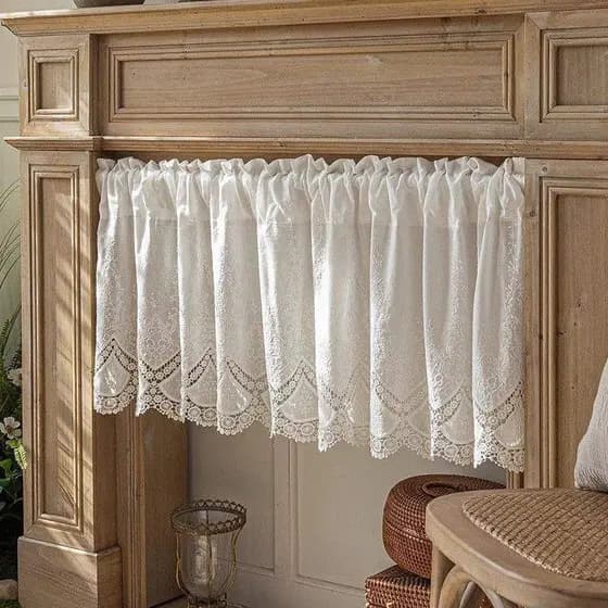 100 % Algodão Oco Flores Cortinas Curtas Sala De Estar Coreano Groam Renda Pano Meia Para Cozinha Estante Cortina Poeira