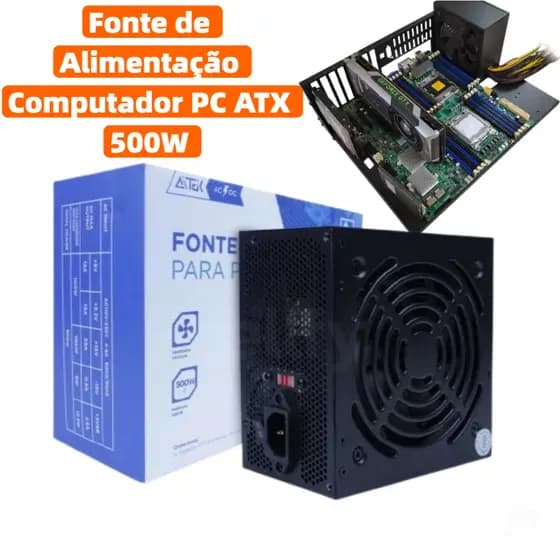 Fonte De Alimentação Atx Computador Pc Amd Intel 500w / 350W Bivolt Aitek ATF-500 / ATF-350