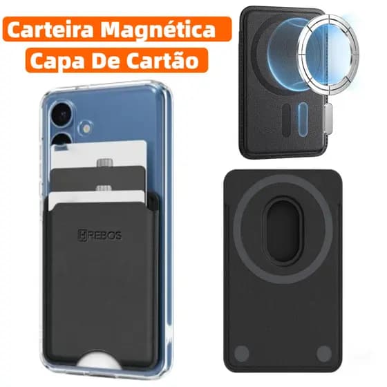 Carteira Magnética HREBOS Fina Capa De Cartão De Couro PU Para celular Presente De Feriado IF-382