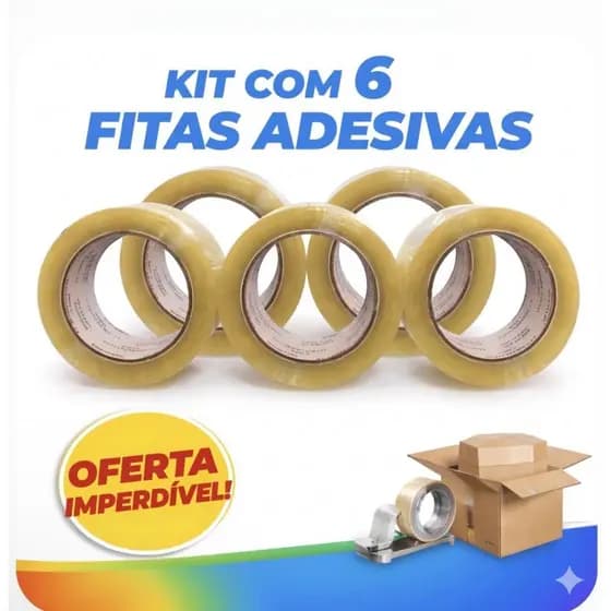 Kit 6 Fitas Adesivas Transparente Durex 45mm X 100m Resistente