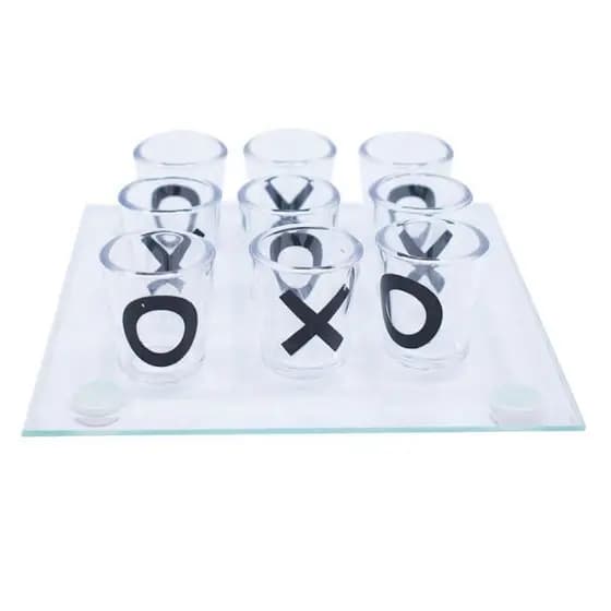 Jogo com 9 Copos Shot Vidro 9ml Jogo Da Velha
