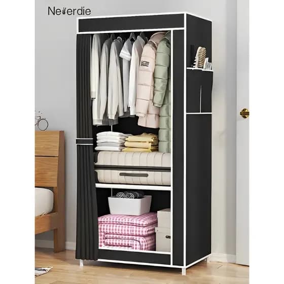 Arara Guarda Roupa Com Capa Dobrável Roupeiro Portátil Organizador Armário Rack Prateleira Top&casa a