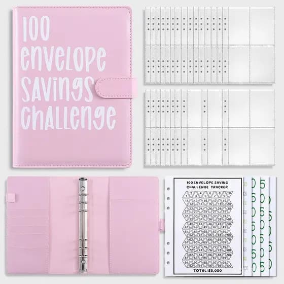 10000 Envelope Desafio De Poupança Pu Leather Photo Album De Dinheiro Reutilizável Fichário De