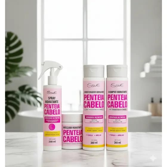 Kit Capilar Penteia Cabelo Belkit Hidratação Instantânea e Brilho Espelhado