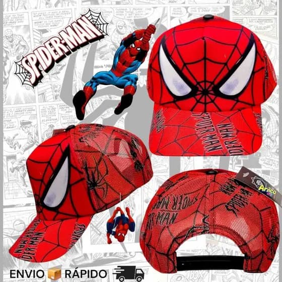 Boné Infantil Homem-Aranha Vermelho com Tela Ajustável – Estilo Super-Herói para Meninos e Meninas