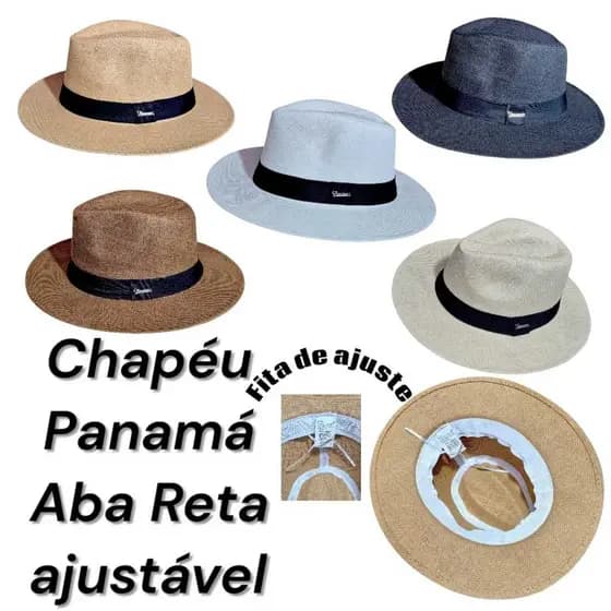 Chapéu Panamá Unissex Aba Reta Ajustável – Estilo Clássico, Leve e Confortável
