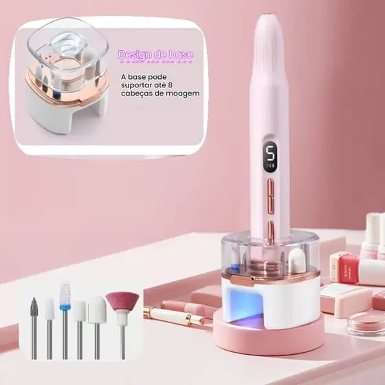 Máquina Manicure Portátil 7em1 Remoção de Unhas com Lampada LED UV e Recarga USB